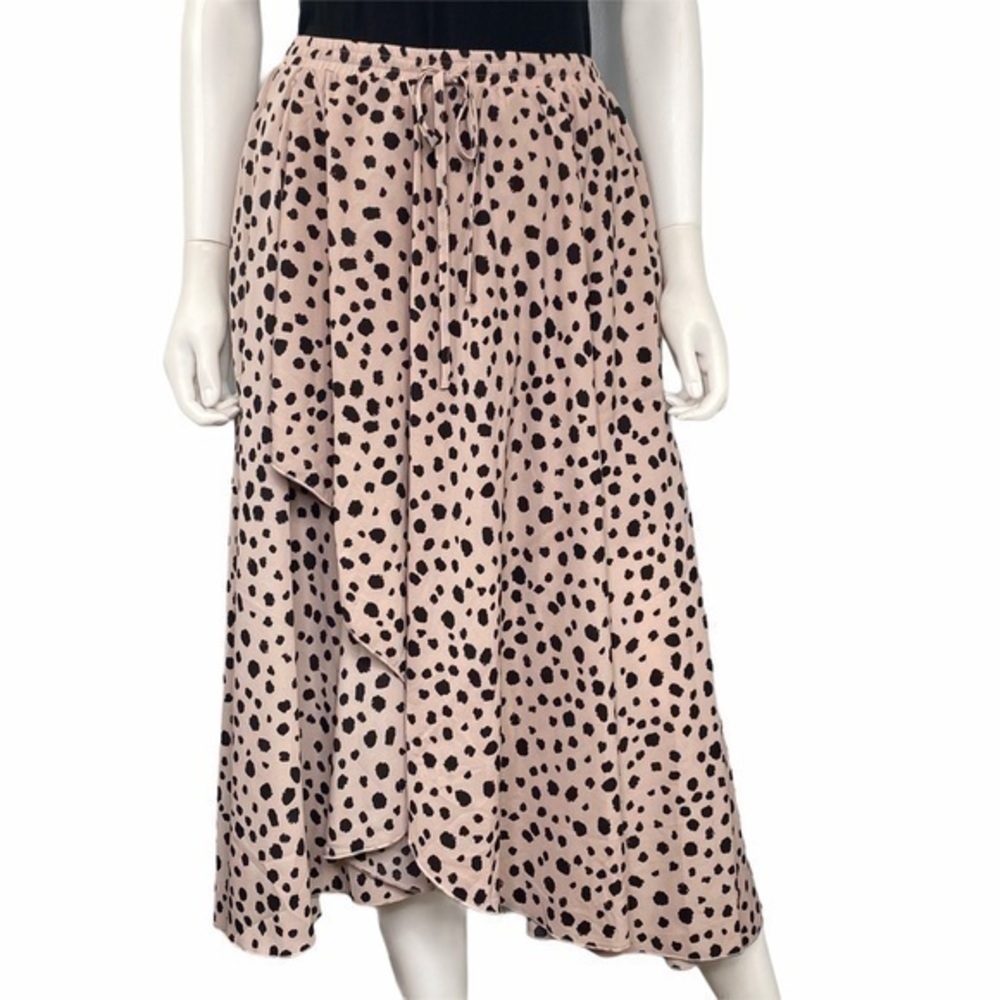 Listicle NEW Tan Black Leopard Print Layered Midi Skirt Small Medium Large - Picture 3 of 9